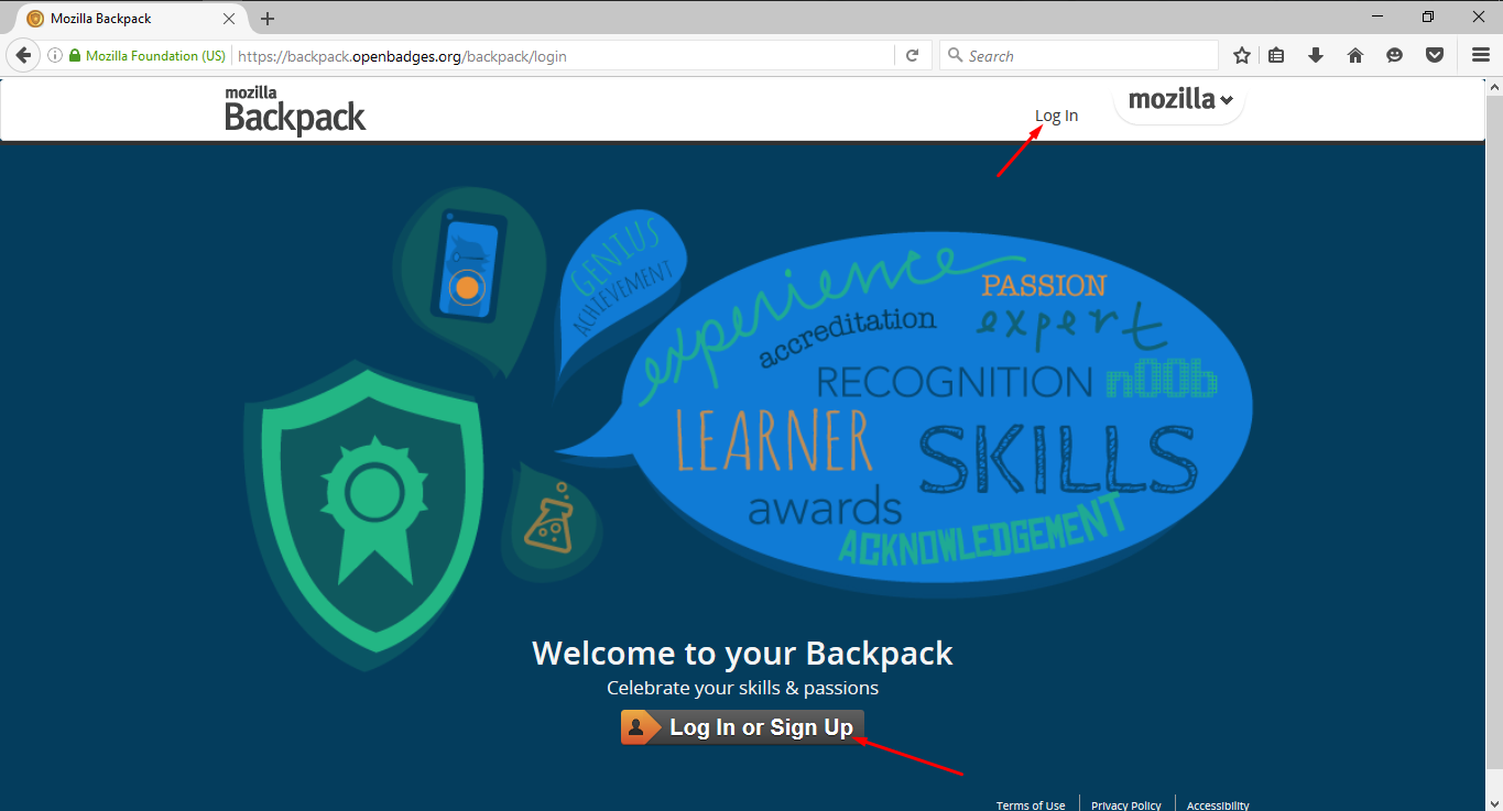 OpenBadges Backpack signup